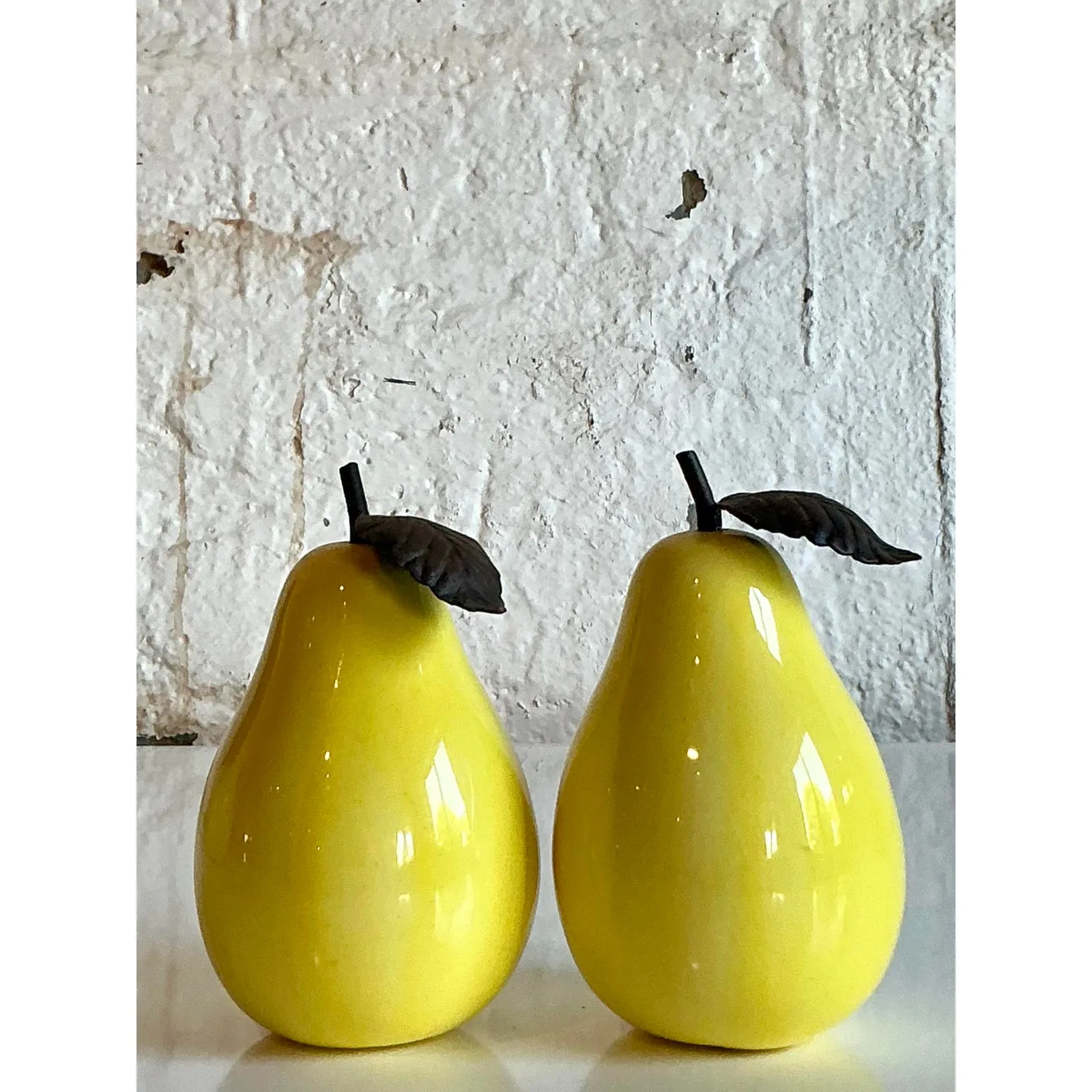Vintage Boho Glazed Ceramic Pears - Set of 2 — additional photo 8