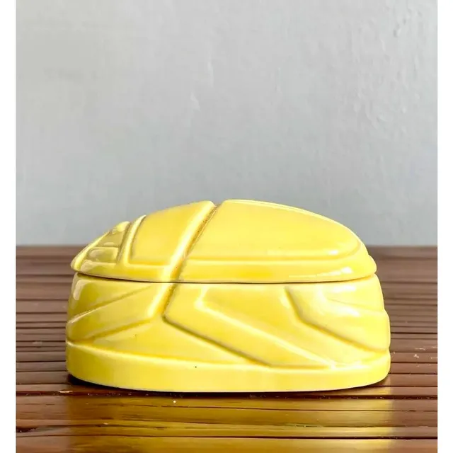 Vintage Boho Ceramic Scarab Trinket Box by Tiffany & Co. — additional photo 2