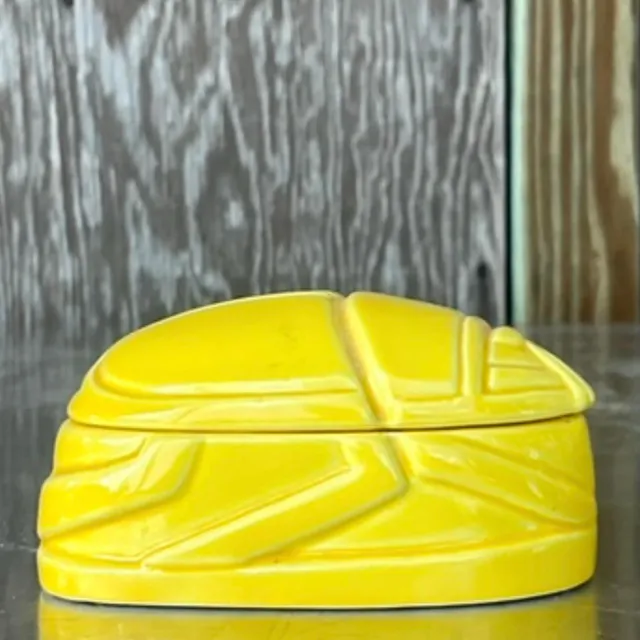 Vintage Boho Ceramic Scarab Trinket Box by Tiffany & Co. — additional photo 3