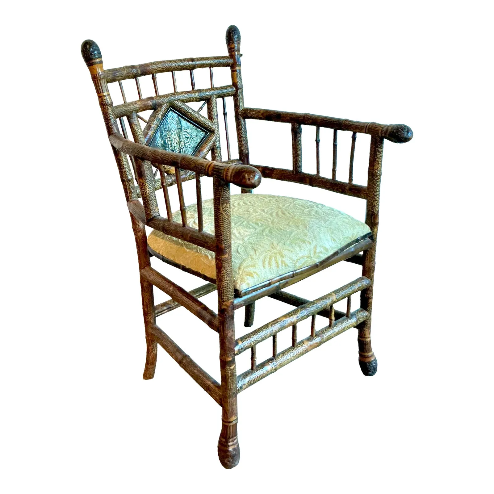 Vintage Boho Bamboo Arm Chair