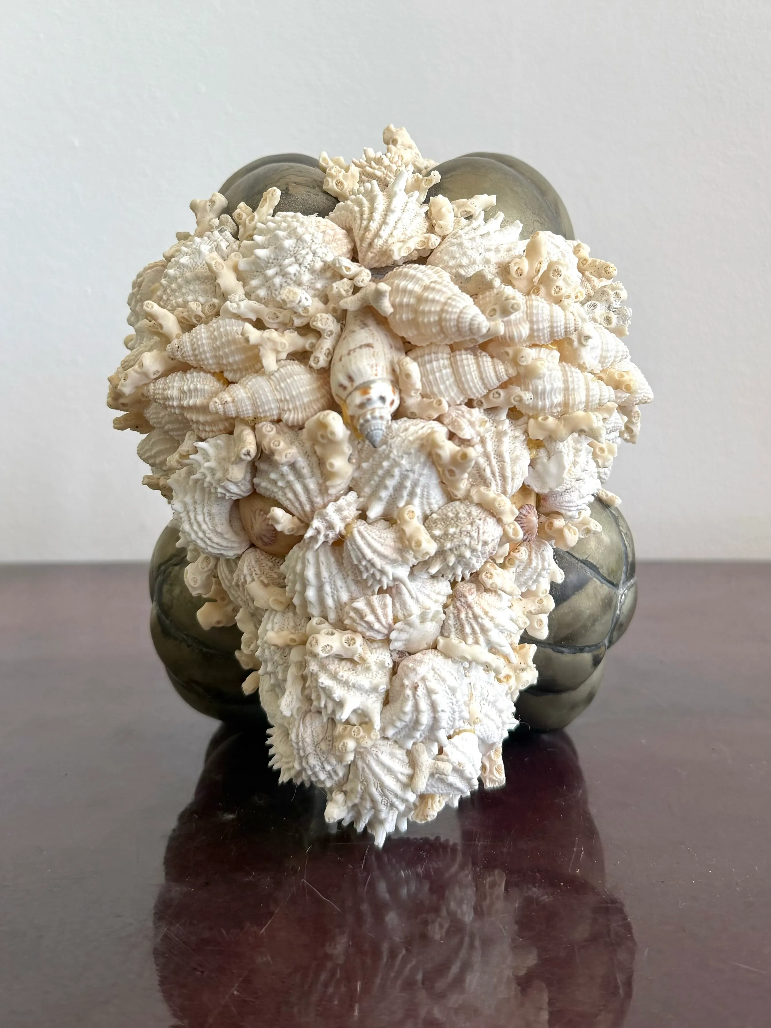 Vintage Coastal Shell Encrusted Ram Head Sculpture — additional photo 6