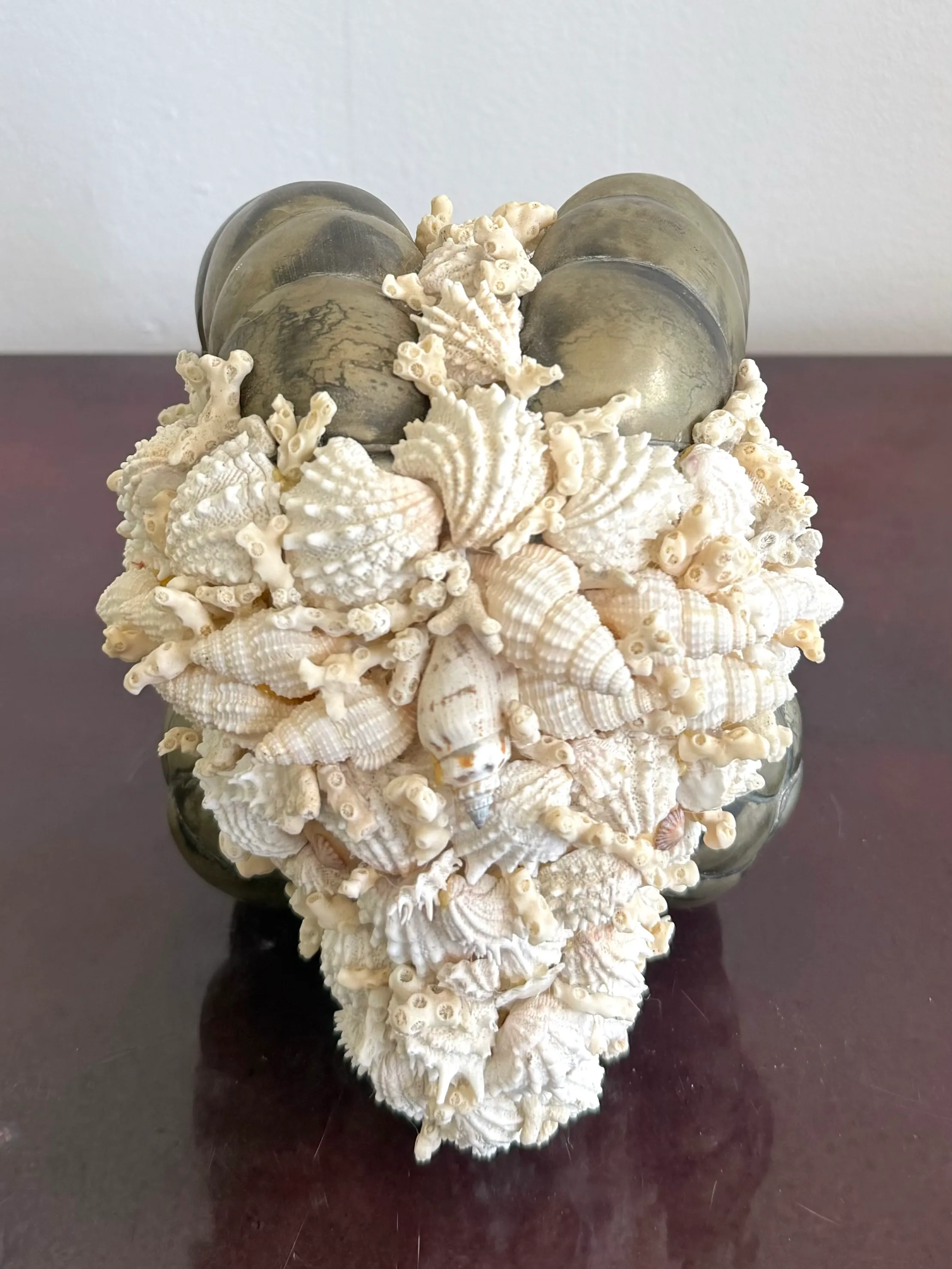 Vintage Coastal Shell Encrusted Ram Head Sculpture — additional photo 7