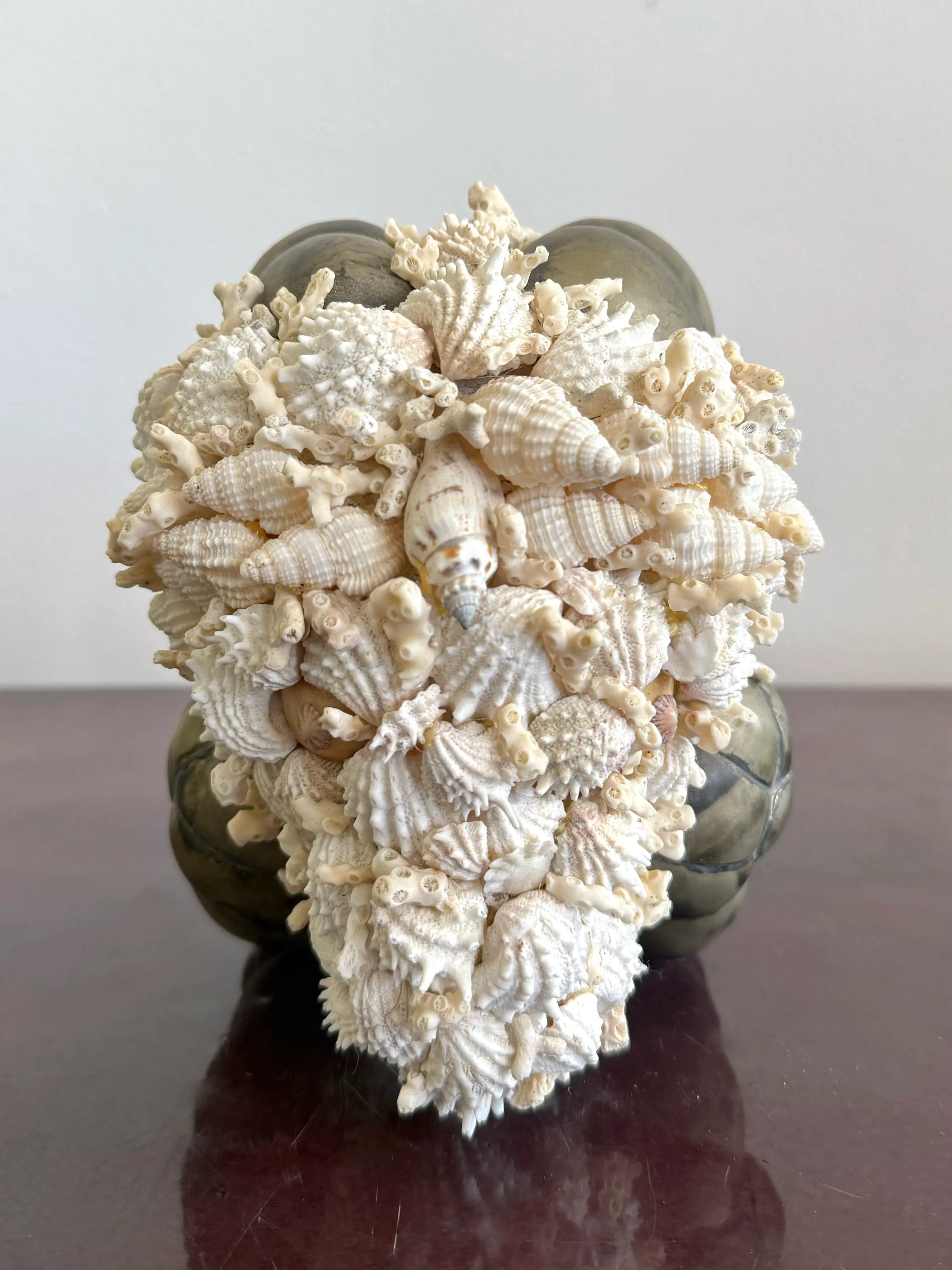Vintage Coastal Shell Encrusted Ram Head Sculpture — additional photo 8