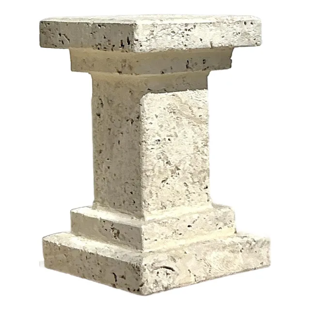 Vintage Boho Carved Coquina Pedestal — additional photo 1