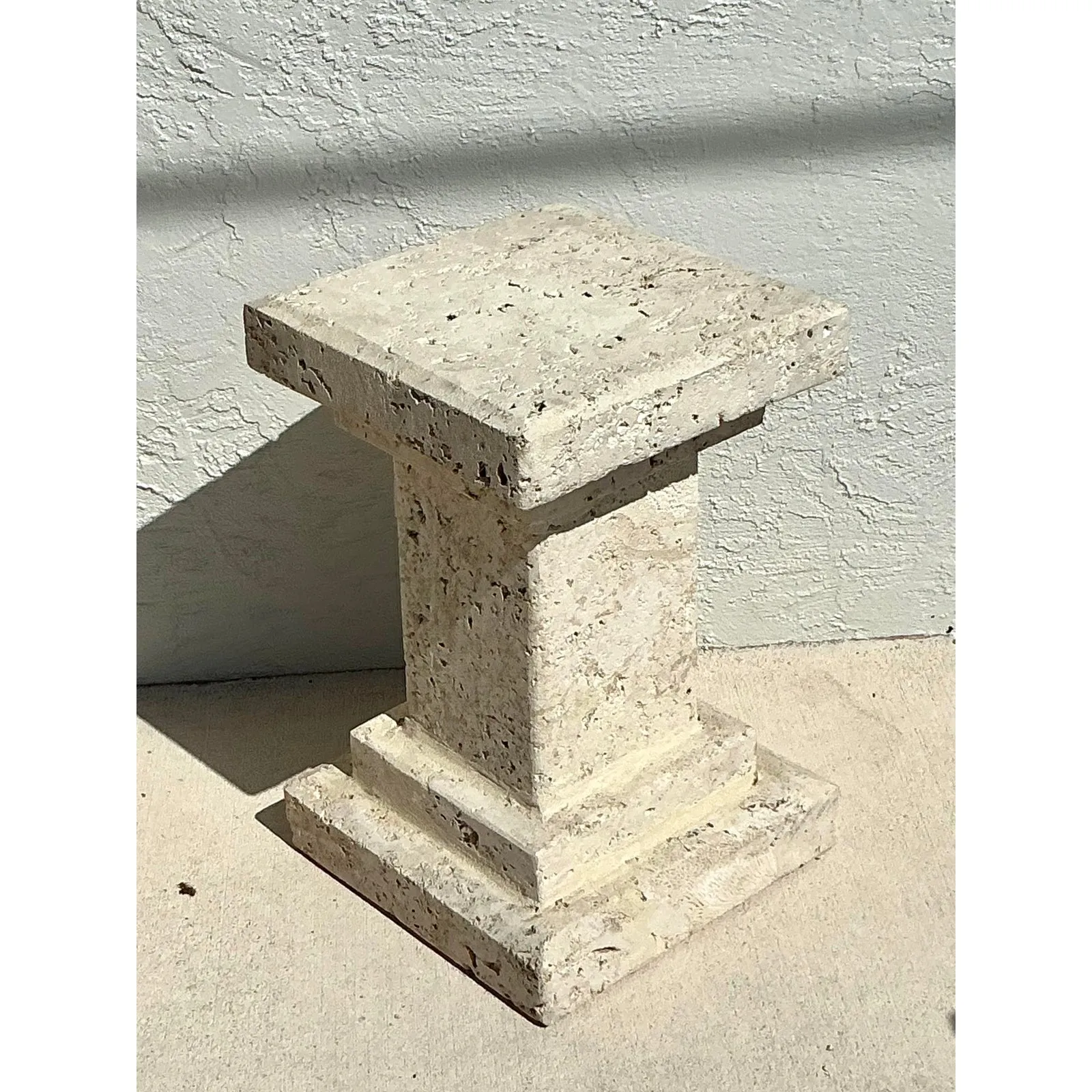 Vintage Boho Carved Coquina Pedestal — additional photo 5