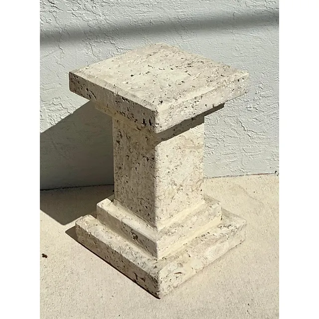 Vintage Boho Carved Coquina Pedestal — additional photo 6