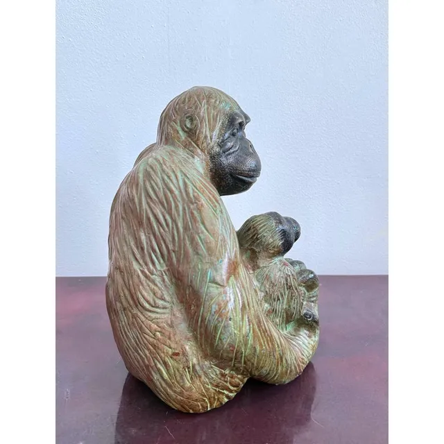 Vintage Boho Sculpture Bronze Monkey — additional photo 8