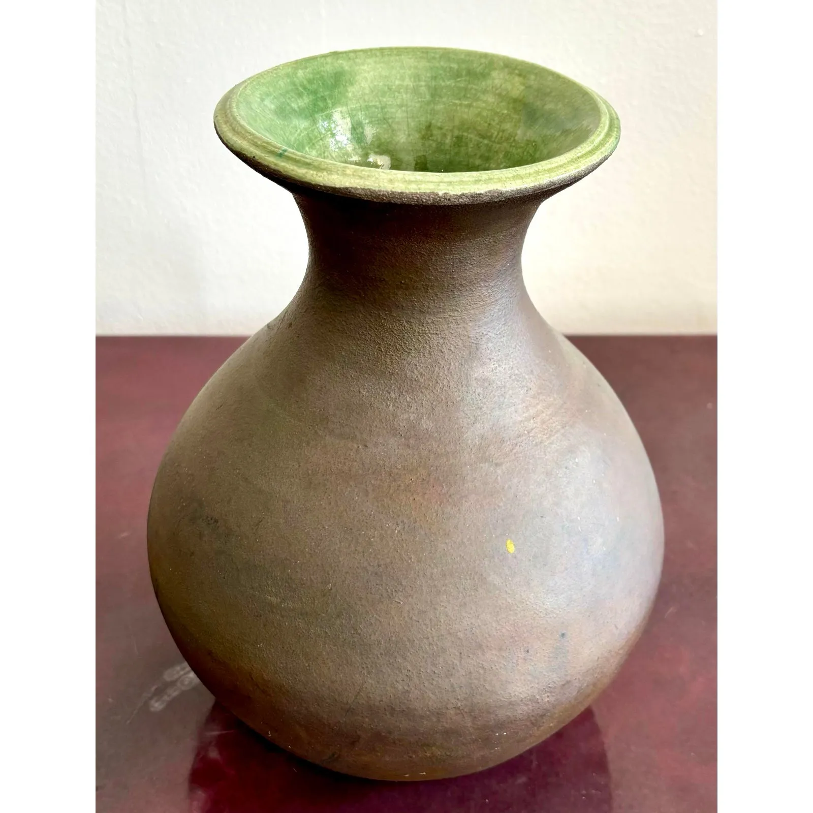 Vintage Boho Bulbous Earth Toned Vase With Matte Finish — additional photo 8