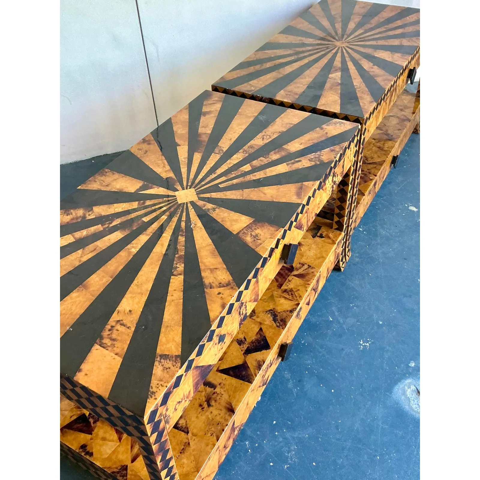 Vintage Tessellated Coconut Shell and Penshell Starburst Side Tables - a Pair — additional photo 5