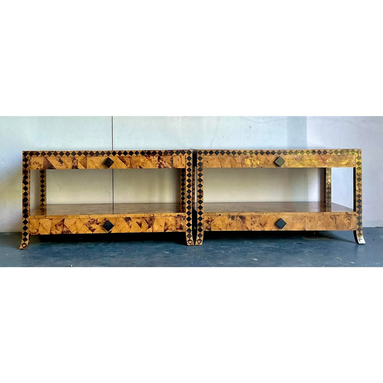 Vintage Tessellated Coconut Shell and Penshell Starburst Side Tables - a Pair — additional photo 6