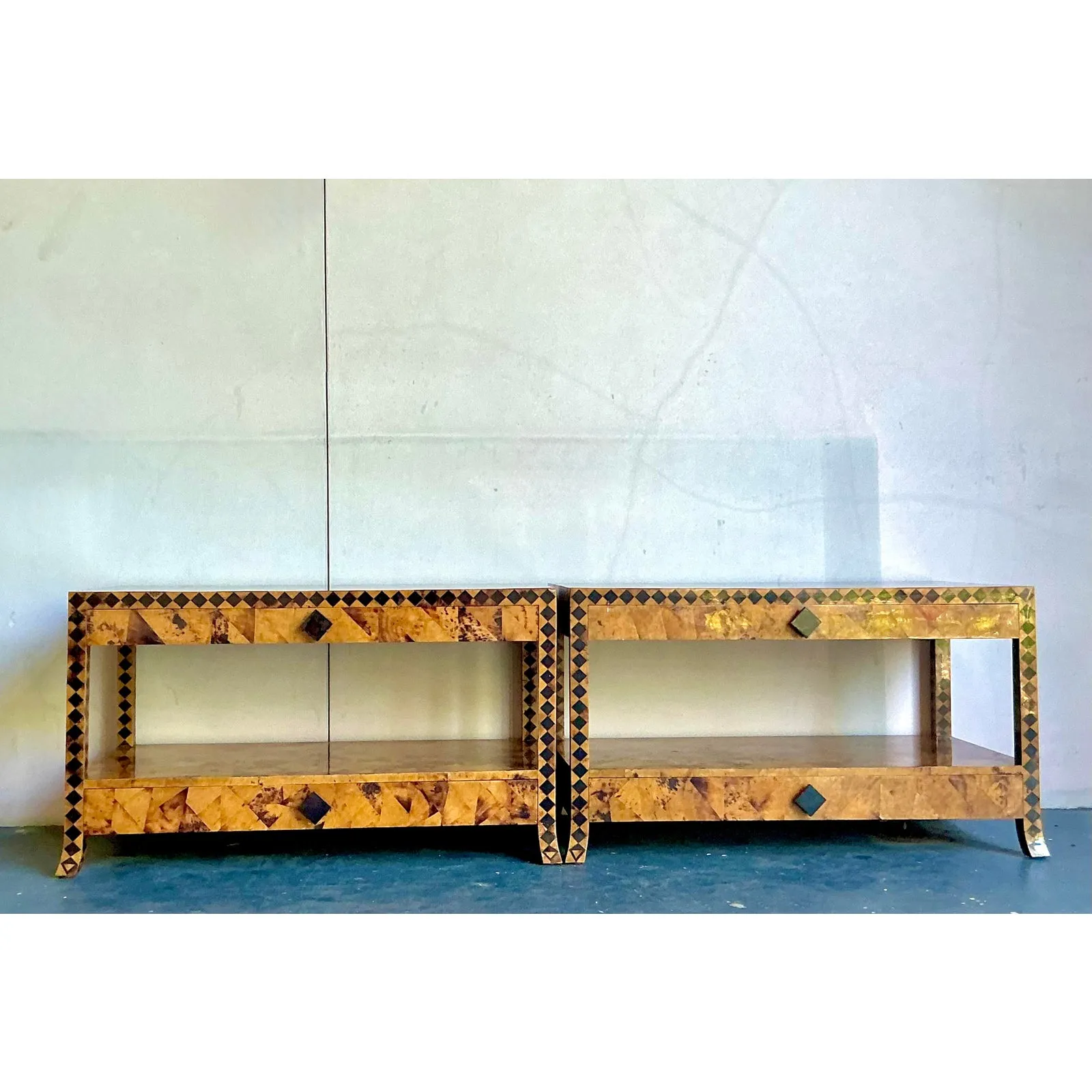 Vintage Tessellated Coconut Shell and Penshell Starburst Side Tables - a Pair — additional photo 7