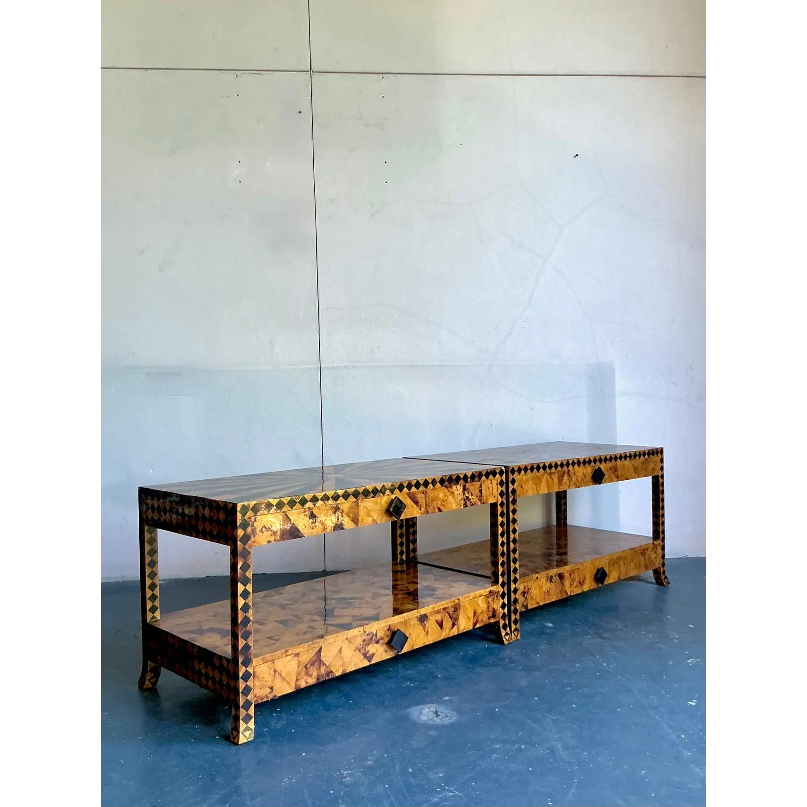 Vintage Tessellated Coconut Shell and Penshell Starburst Side Tables - a Pair — additional photo 8