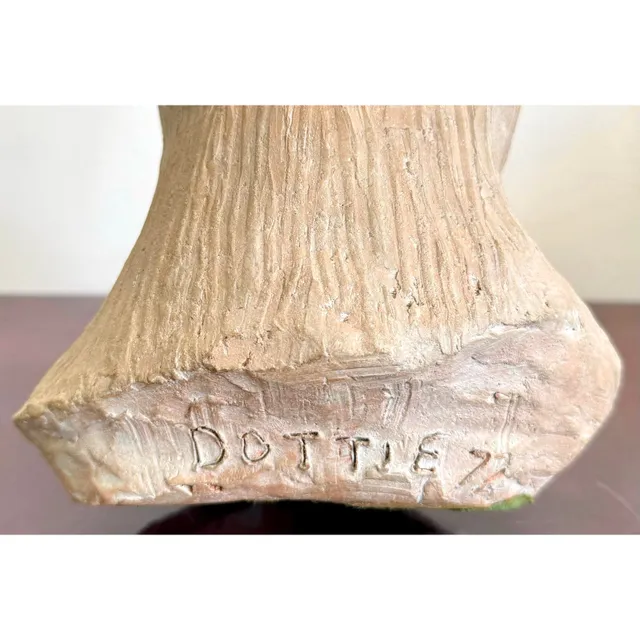 Vintage Boho Slab Built Ceramic Bust of Woman — additional photo 7
