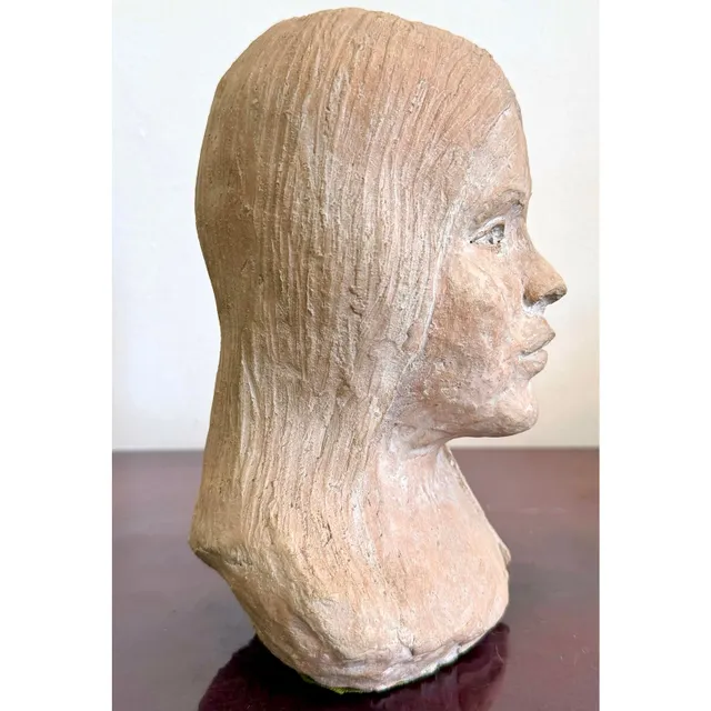 Vintage Boho Slab Built Ceramic Bust of Woman — additional photo 8