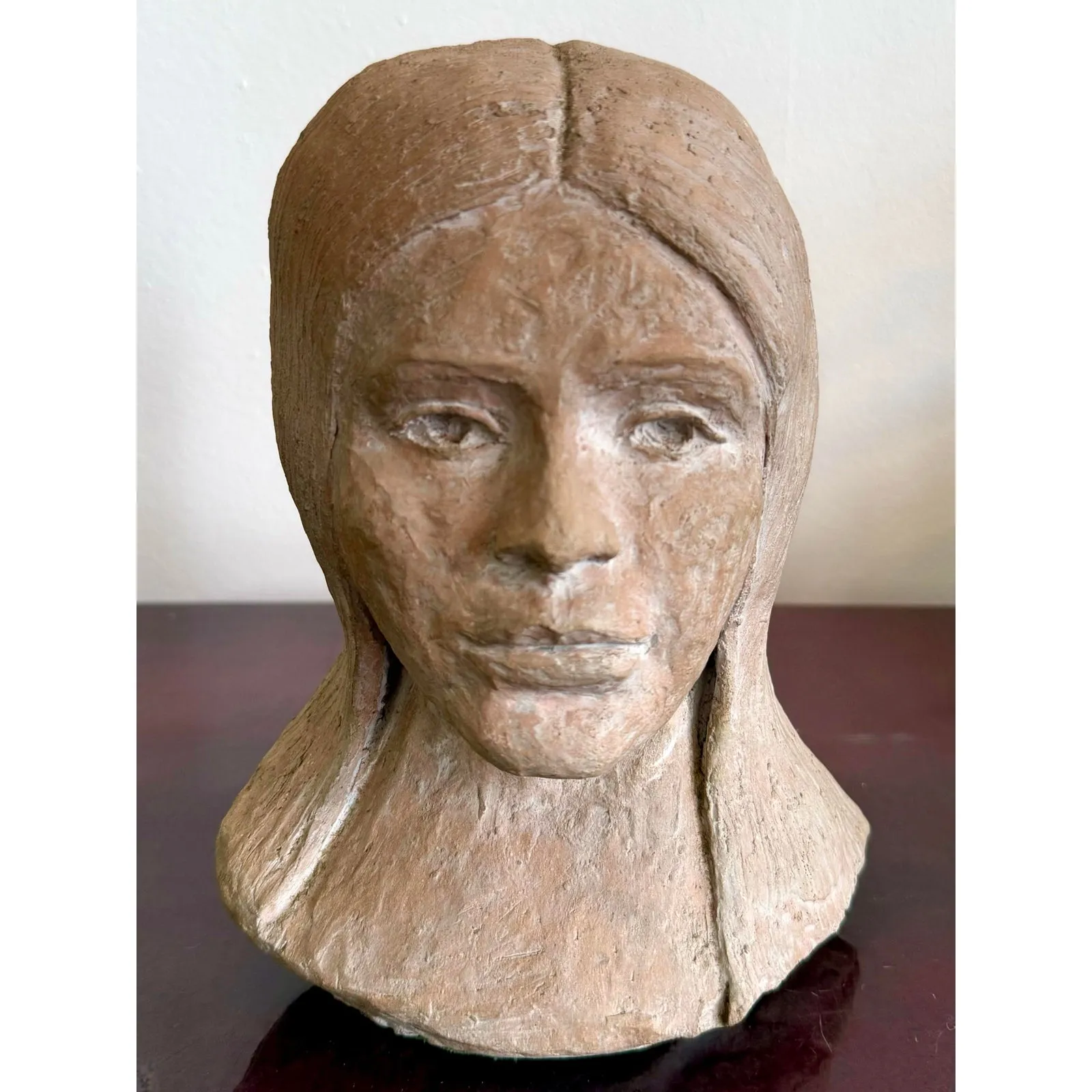 Vintage Boho Slab Built Ceramic Bust of Woman — additional photo 5