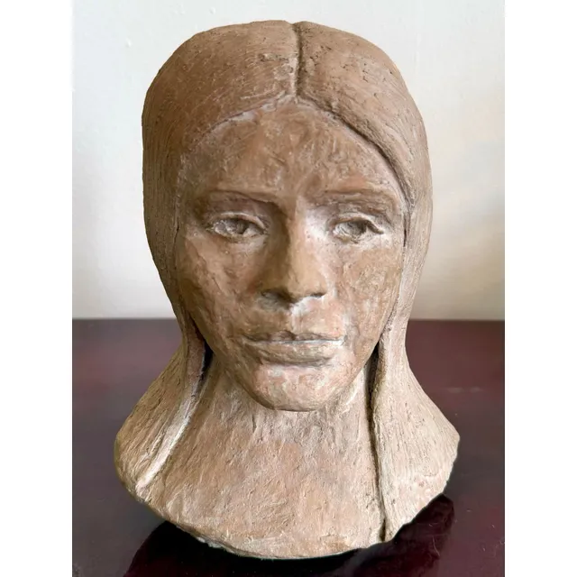 Vintage Boho Slab Built Ceramic Bust of Woman — additional photo 5