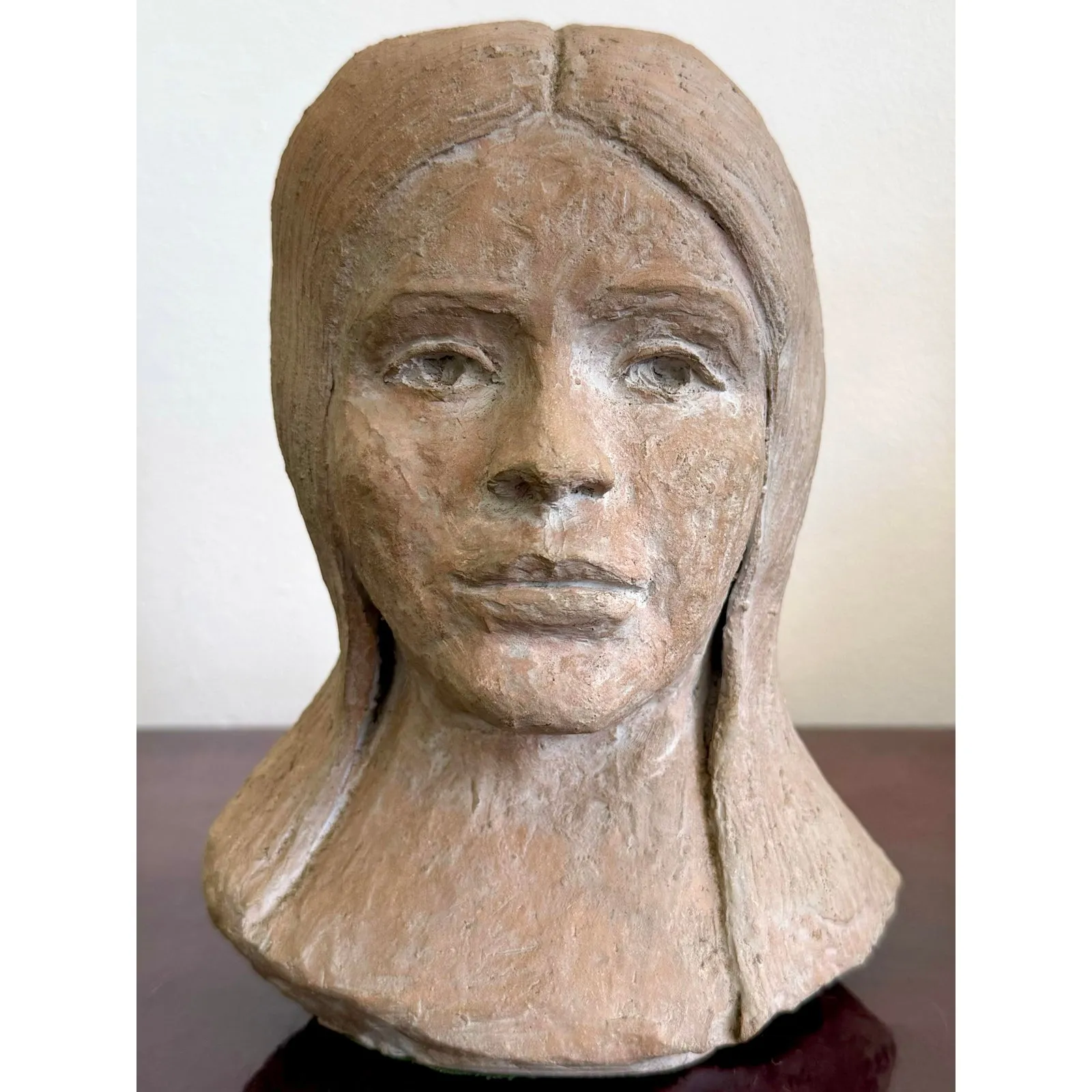 Vintage Boho Slab Built Ceramic Bust of Woman — additional photo 4