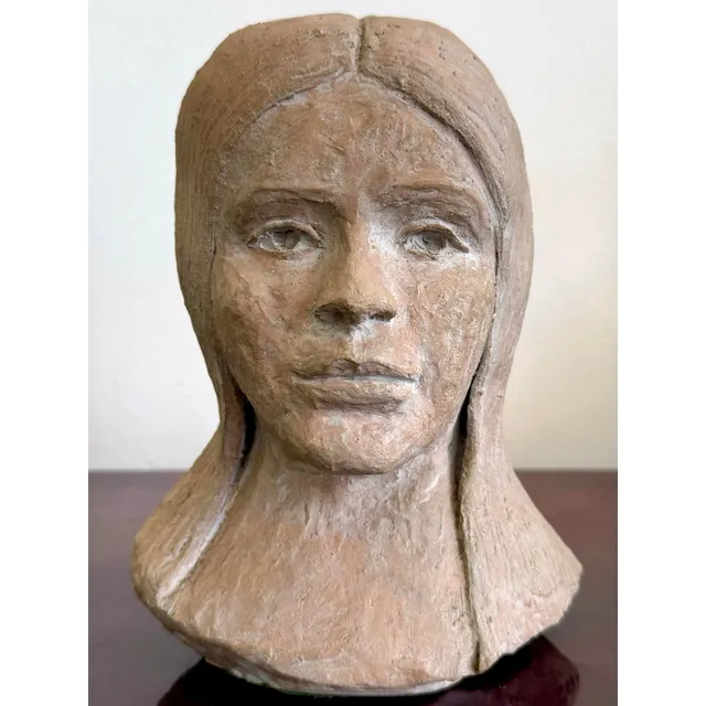 Vintage Boho Slab Built Ceramic Bust of Woman — additional photo 4