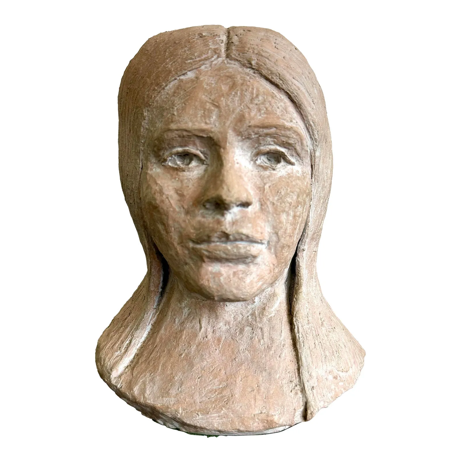 Vintage Boho Slab Built Ceramic Bust of Woman — additional photo 1