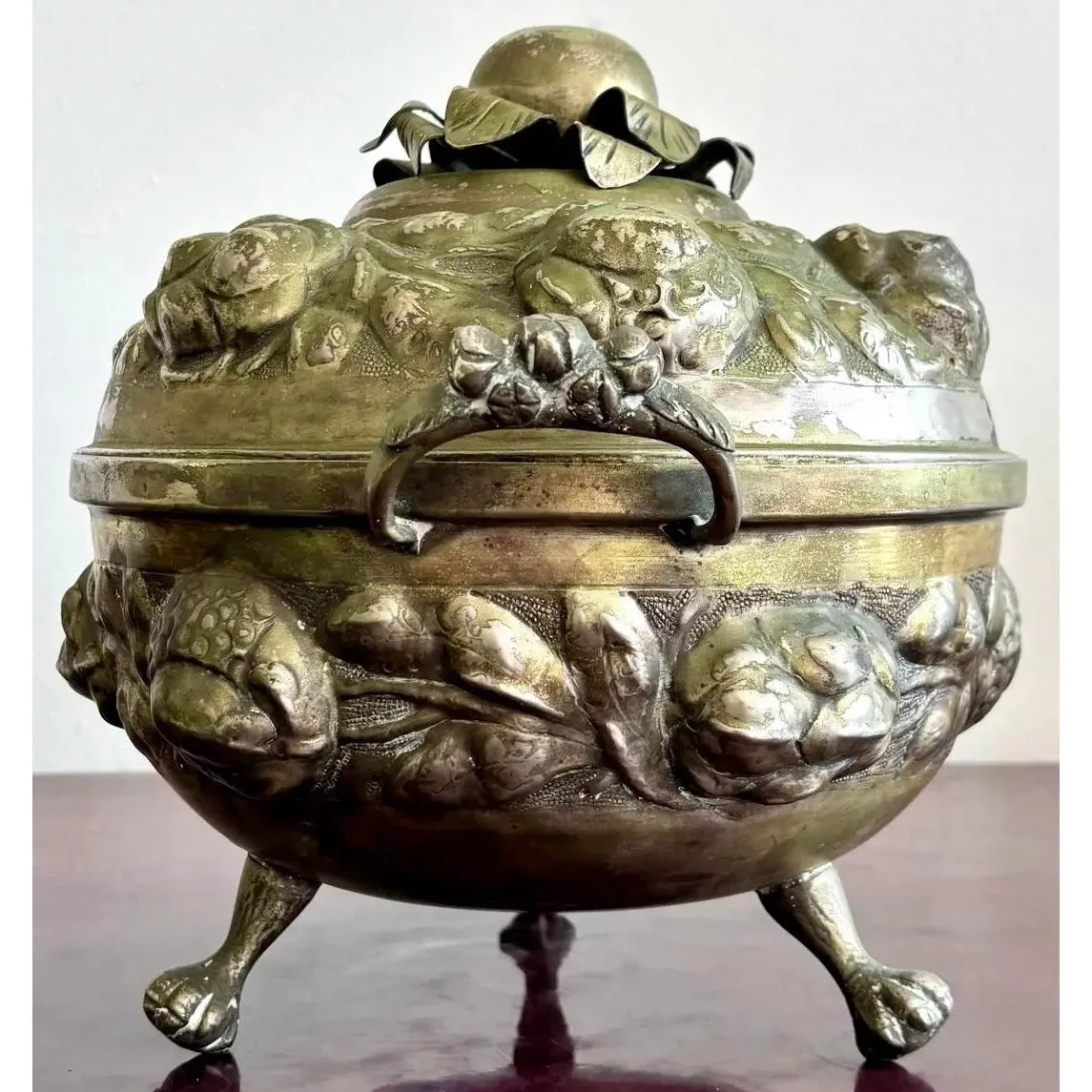 Vintage Regency Ornate Hammered Silver Fruit Tureen — additional photo 6