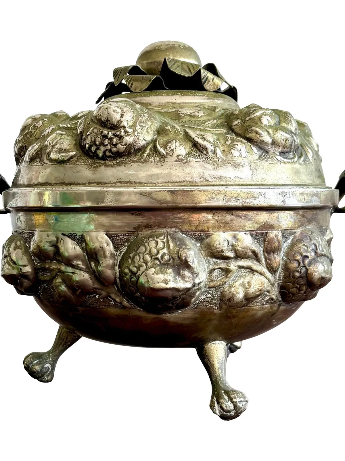 Vintage Regency Ornate Hammered Silver Fruit Tureen