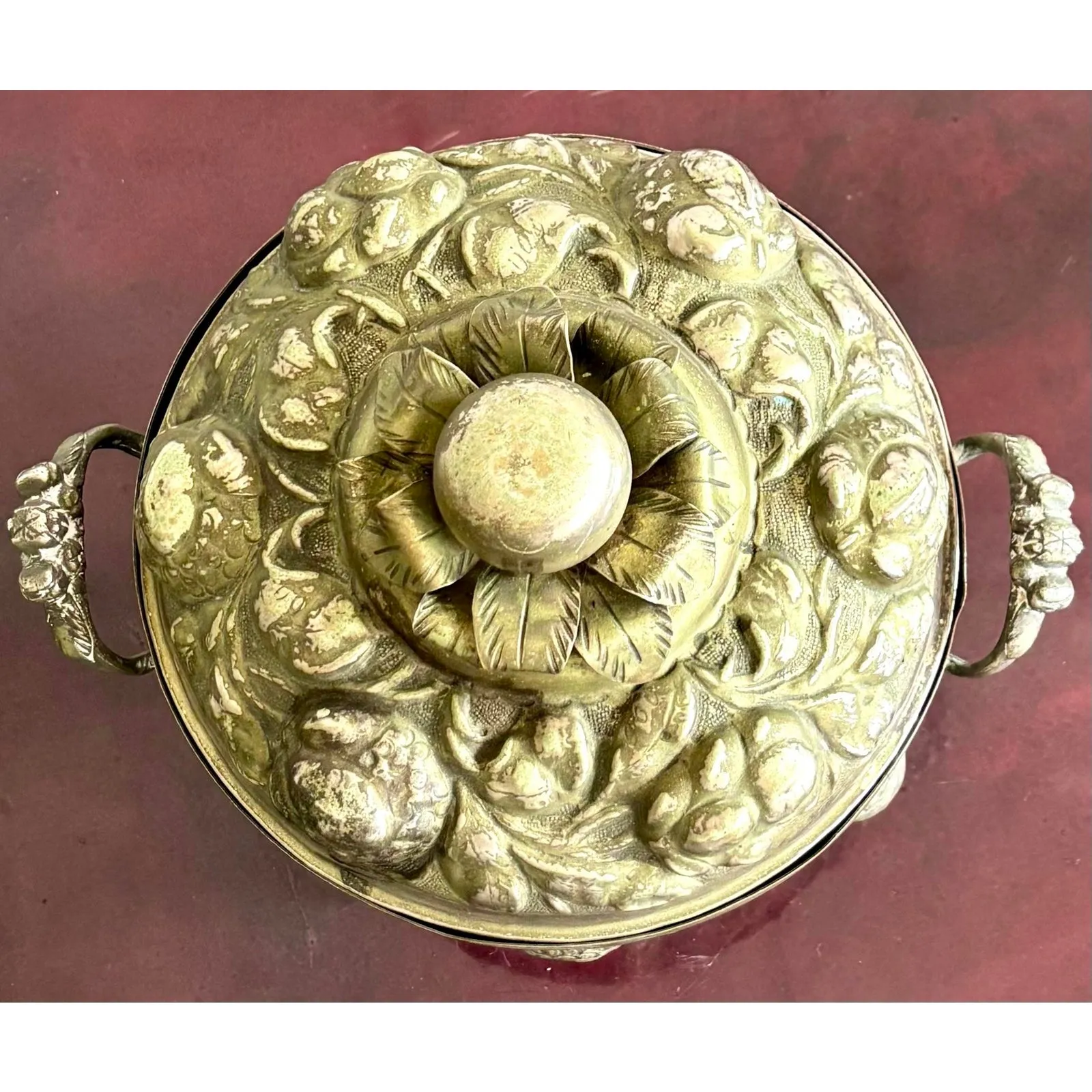 Vintage Regency Ornate Hammered Silver Fruit Tureen — additional photo 7