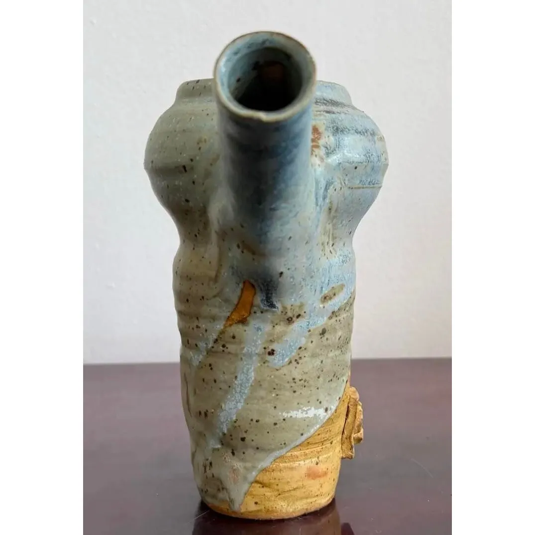 Vintage Boho Studio Pottery Pitcher - Ceramic, 10W x 7.25H — additional photo 4