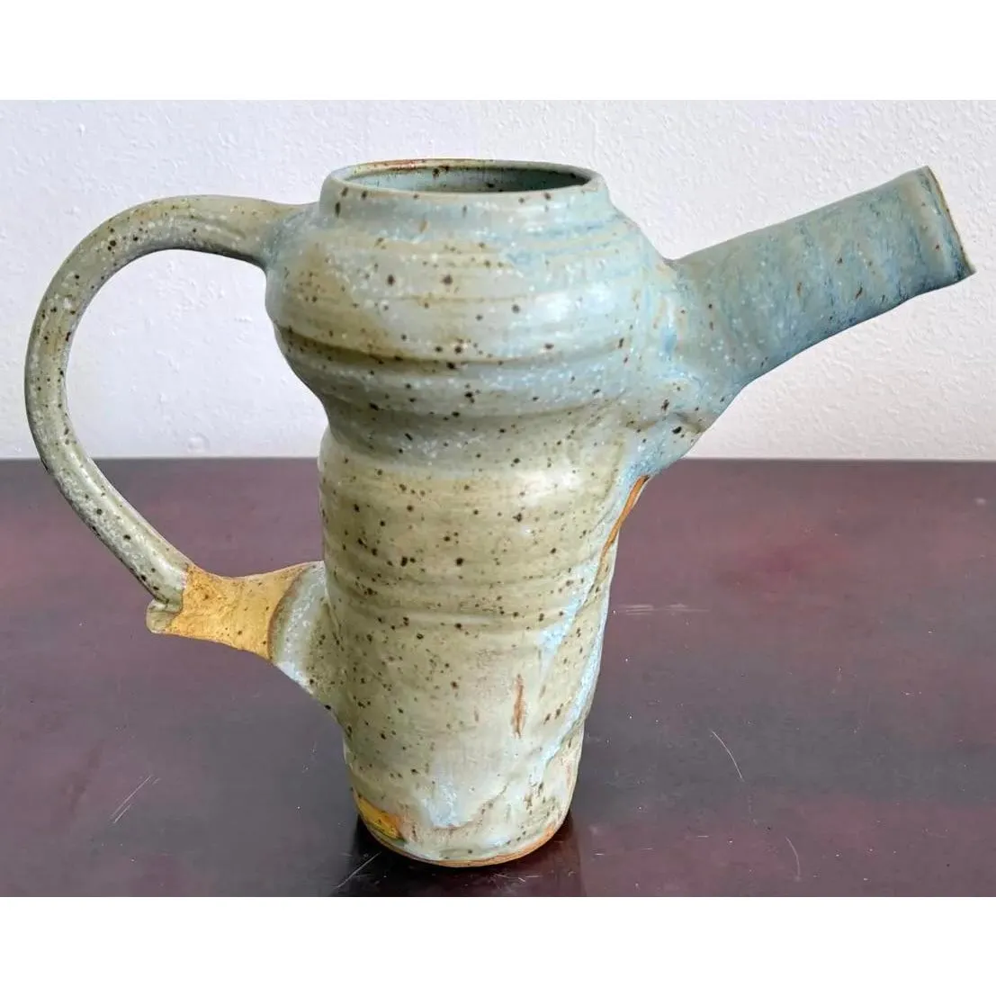 Vintage Boho Studio Pottery Pitcher - Ceramic, 10W x 7.25H — additional photo 5