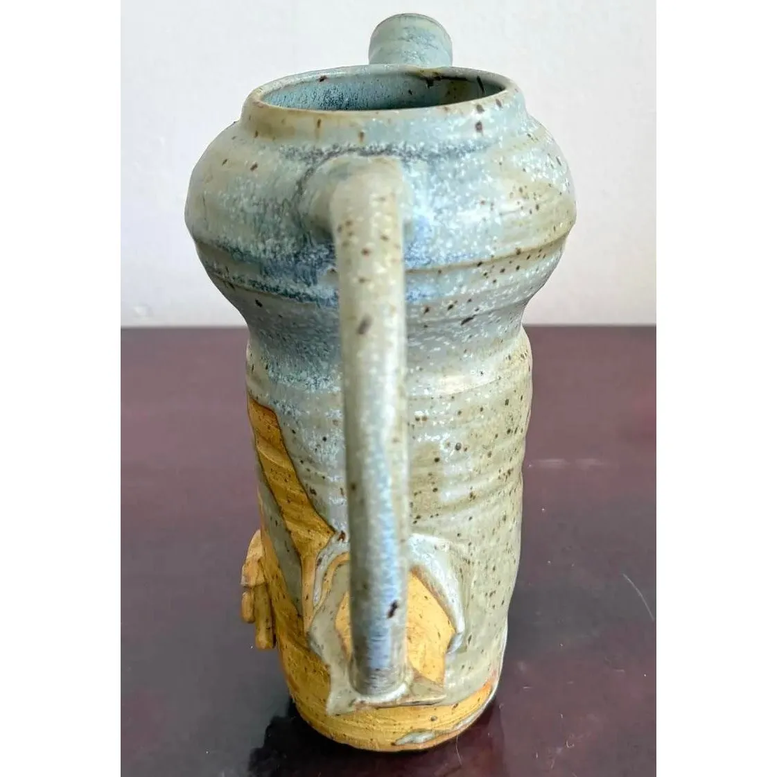 Vintage Boho Studio Pottery Pitcher - Ceramic, 10W x 7.25H — additional photo 6