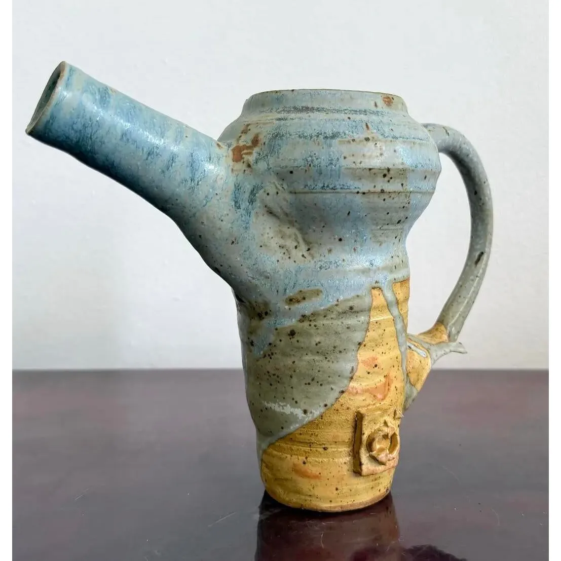 Vintage Boho Studio Pottery Pitcher - Ceramic, 10W x 7.25H — additional photo 8