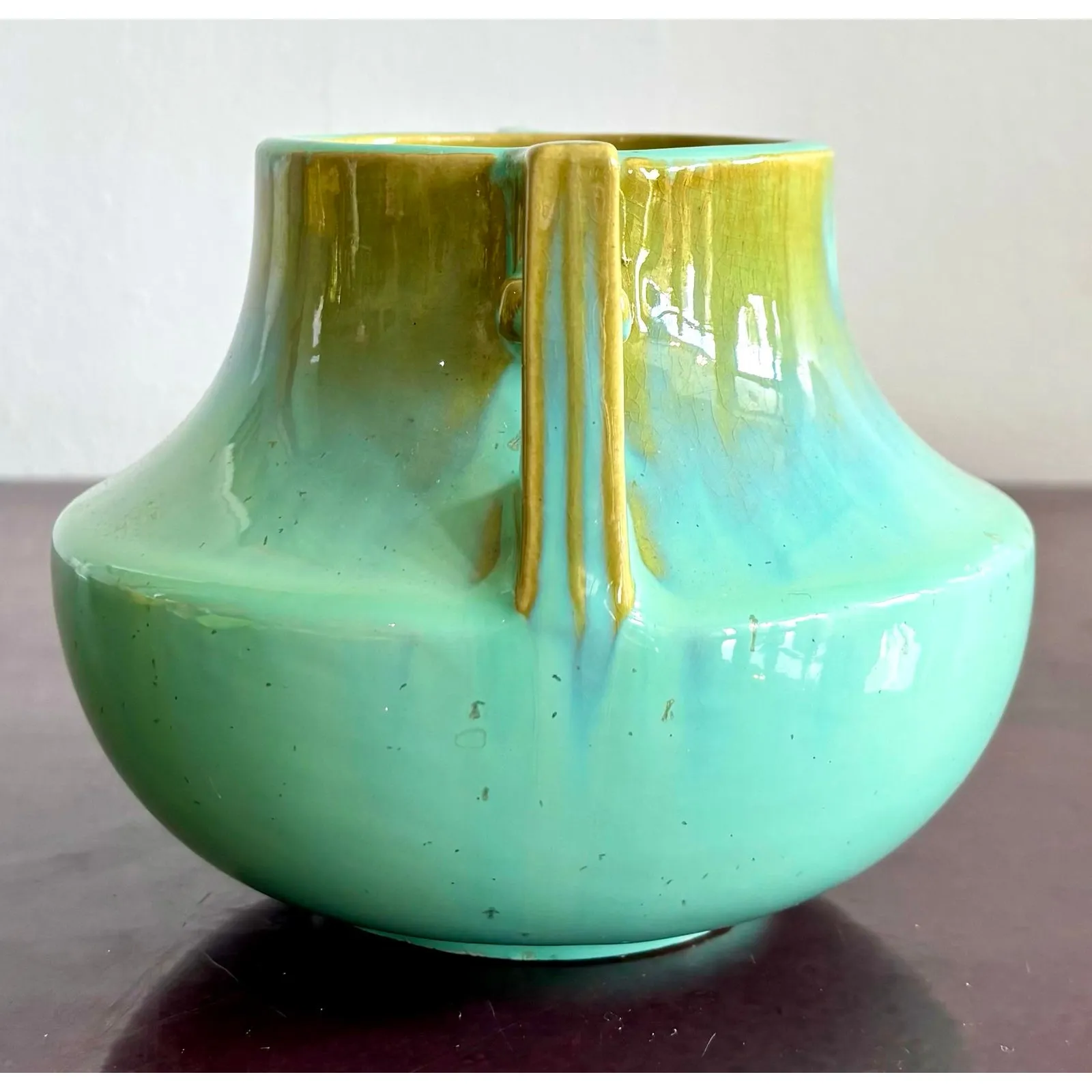 Vintage Glazed Ceramic Two Handle Vase — additional photo 7