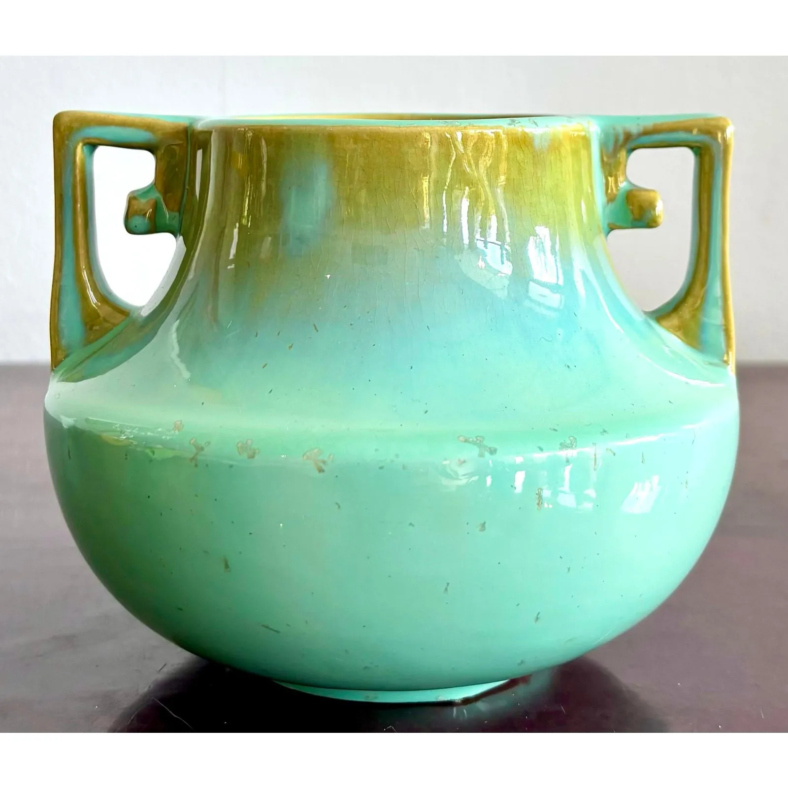 Vintage Glazed Ceramic Two Handle Vase — additional photo 4