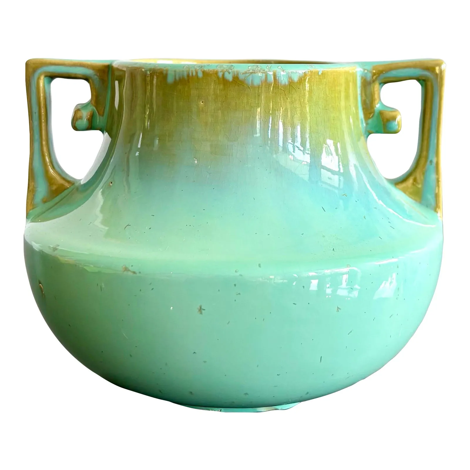 Vintage Glazed Ceramic Two Handle Vase — additional photo 1