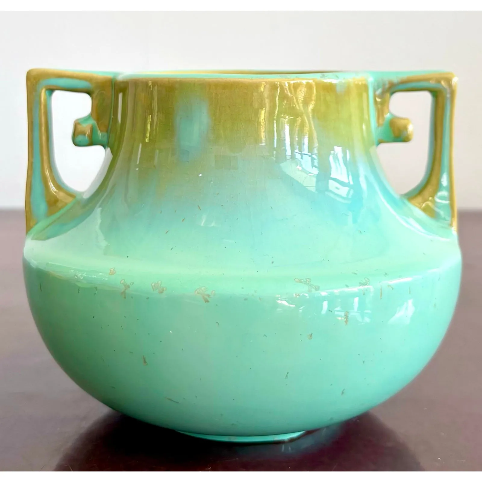 Vintage Glazed Ceramic Two Handle Vase — additional photo 2