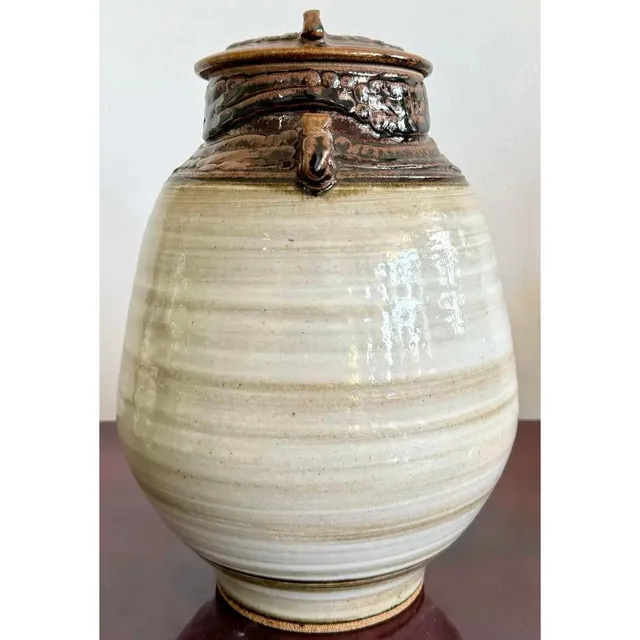 Vintage Boho Glazed Ceramic Jug With Lid — additional photo 6