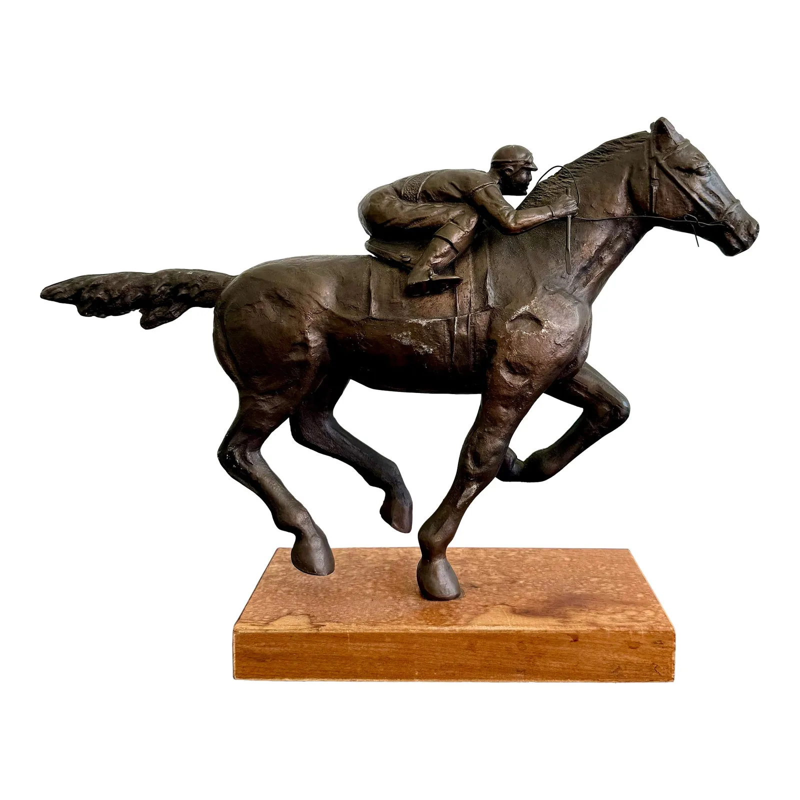Vintage Boho Bronze Horseback Sculpture — additional photo 1