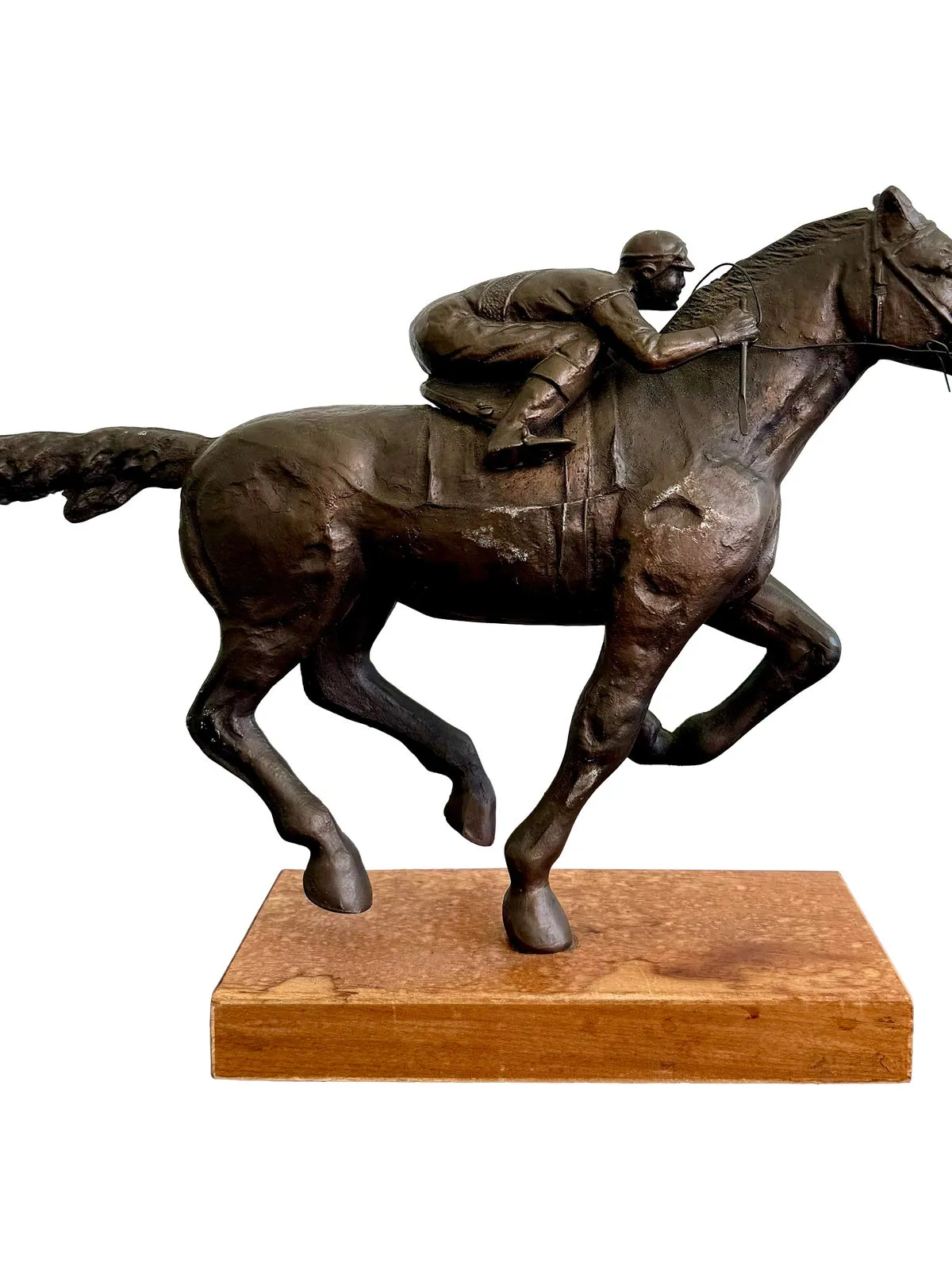 Vintage Boho Bronze Horseback Sculpture