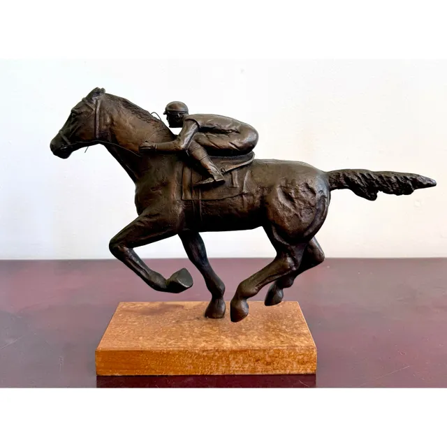 Vintage Boho Bronze Horseback Sculpture — additional photo 4