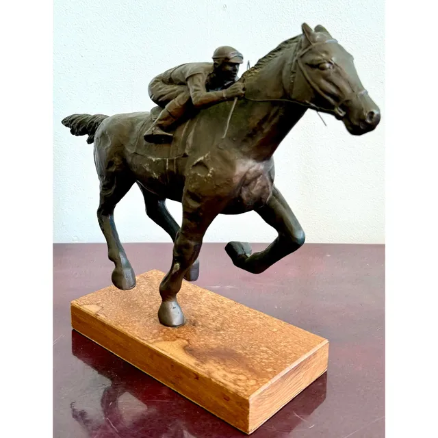 Vintage Boho Bronze Horseback Sculpture — additional photo 5