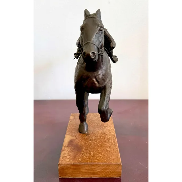 Vintage Boho Bronze Horseback Sculpture — additional photo 6