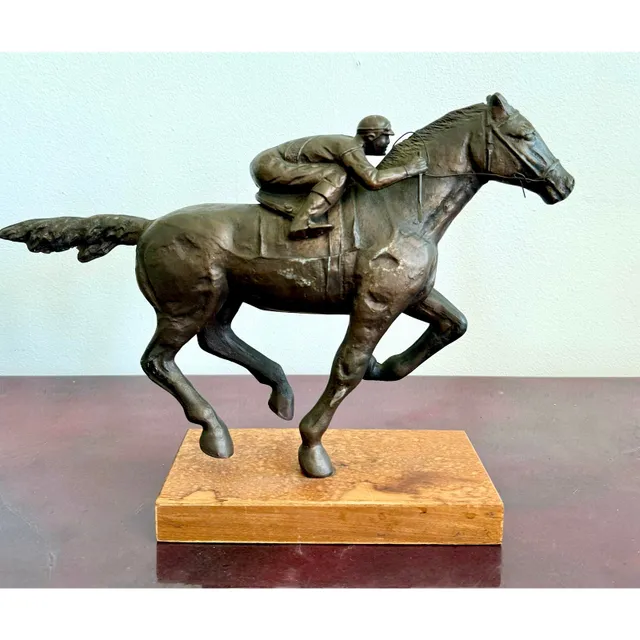 Vintage Boho Bronze Horseback Sculpture — additional photo 3
