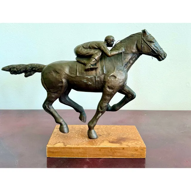 Vintage Boho Bronze Horseback Sculpture — additional photo 2