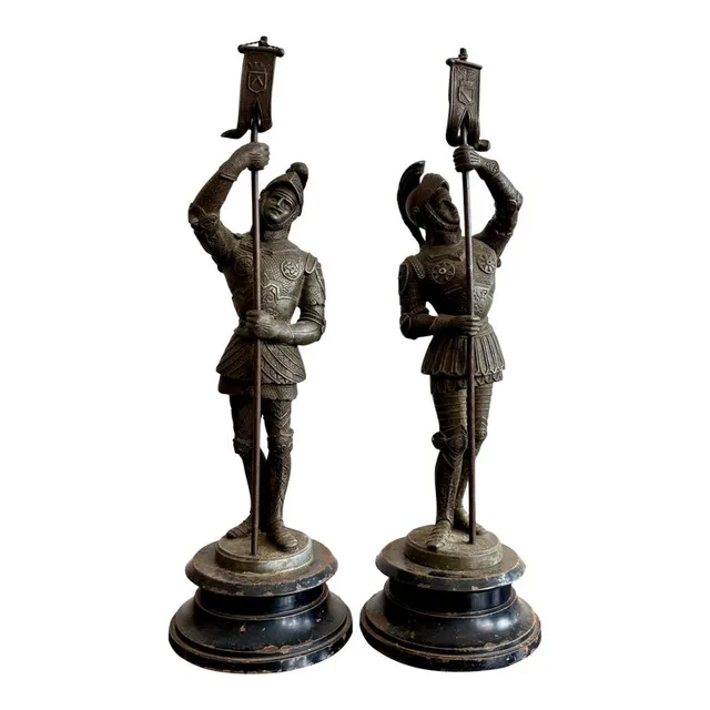 Vintage Bronze Soilder Statue - Set of 2 — additional photo 1