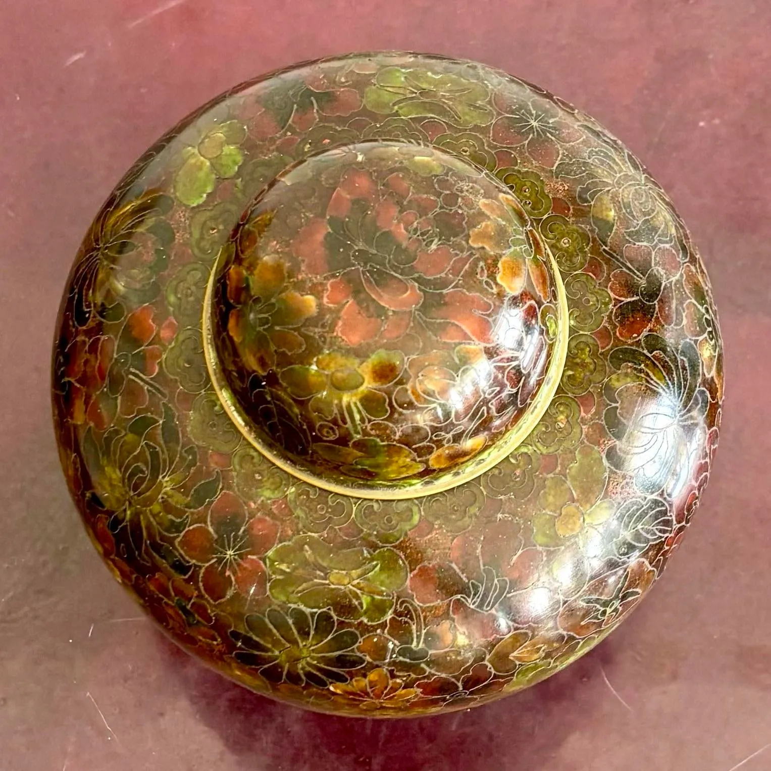 Vintage Boho Glazed Closionne Jar With Lid and Gold Detailing — additional photo 5
