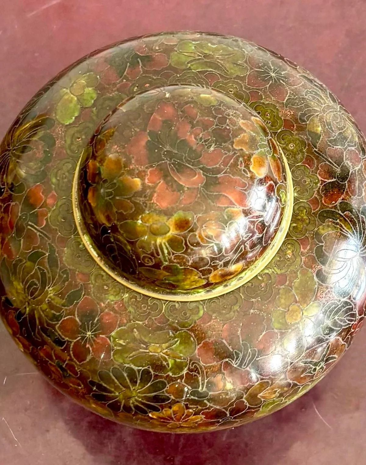 Vintage Boho Glazed Closionne Jar With Lid and Gold Detailing — additional photo 5