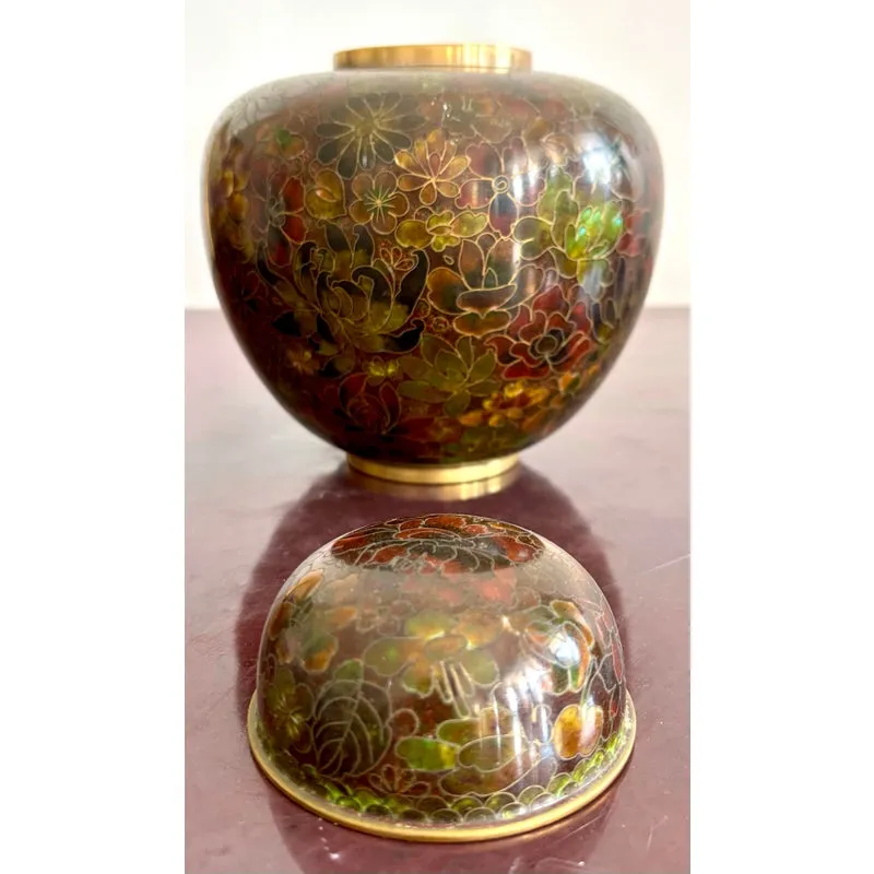 Vintage Boho Glazed Closionne Jar With Lid and Gold Detailing — additional photo 6