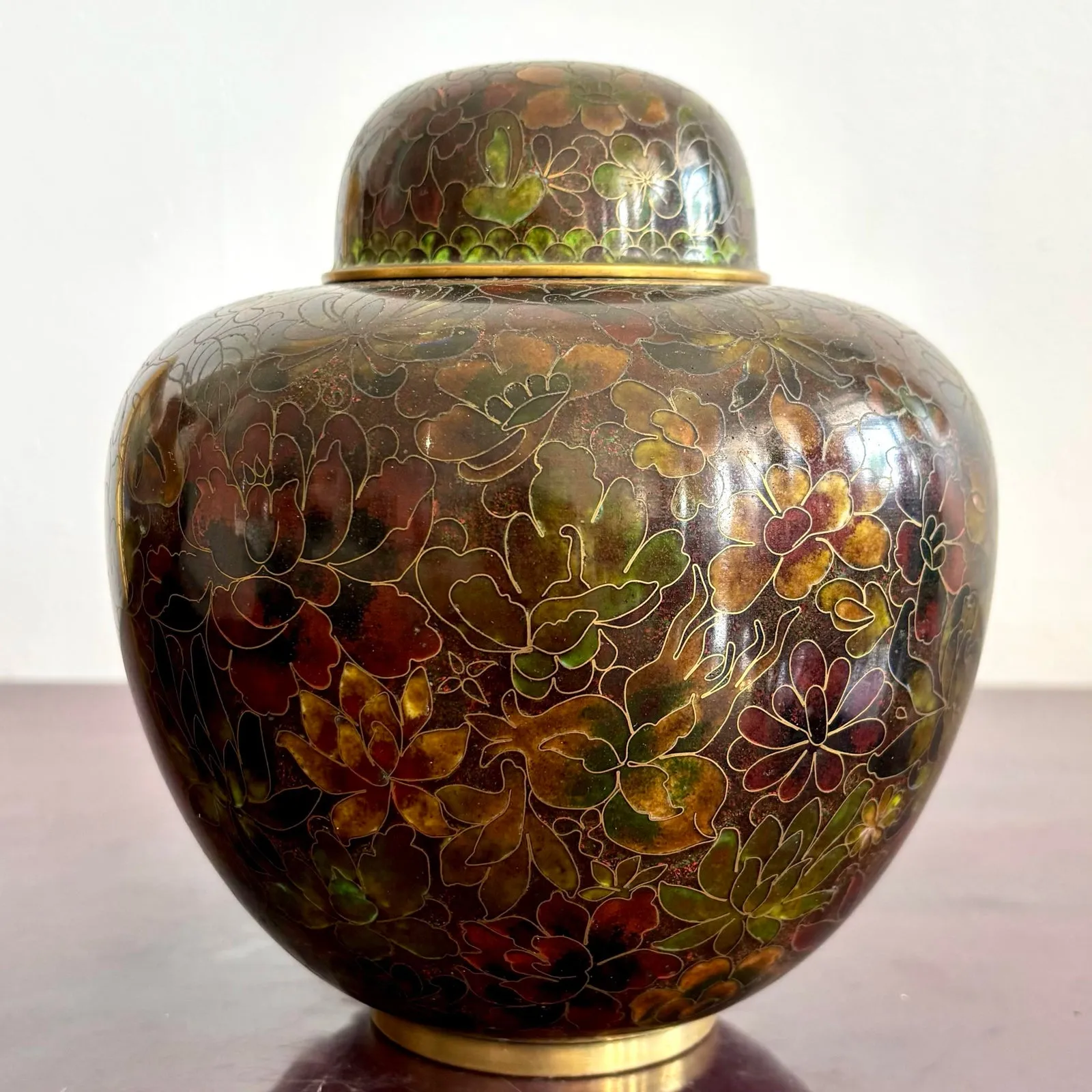 Vintage Boho Glazed Closionne Jar With Lid and Gold Detailing — additional photo 4