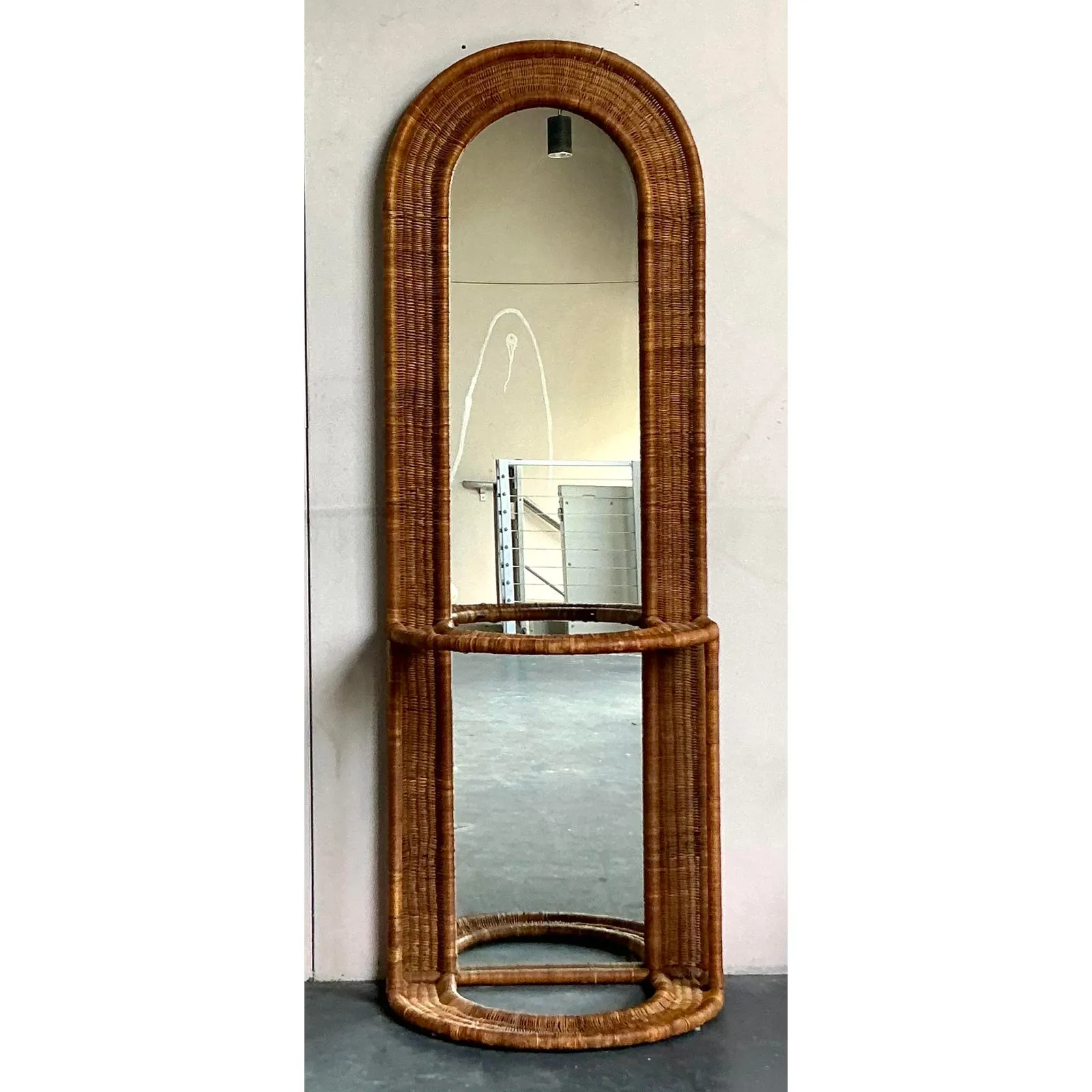 Vintage Boho Woven Rattan Hall Mirror — additional photo 3
