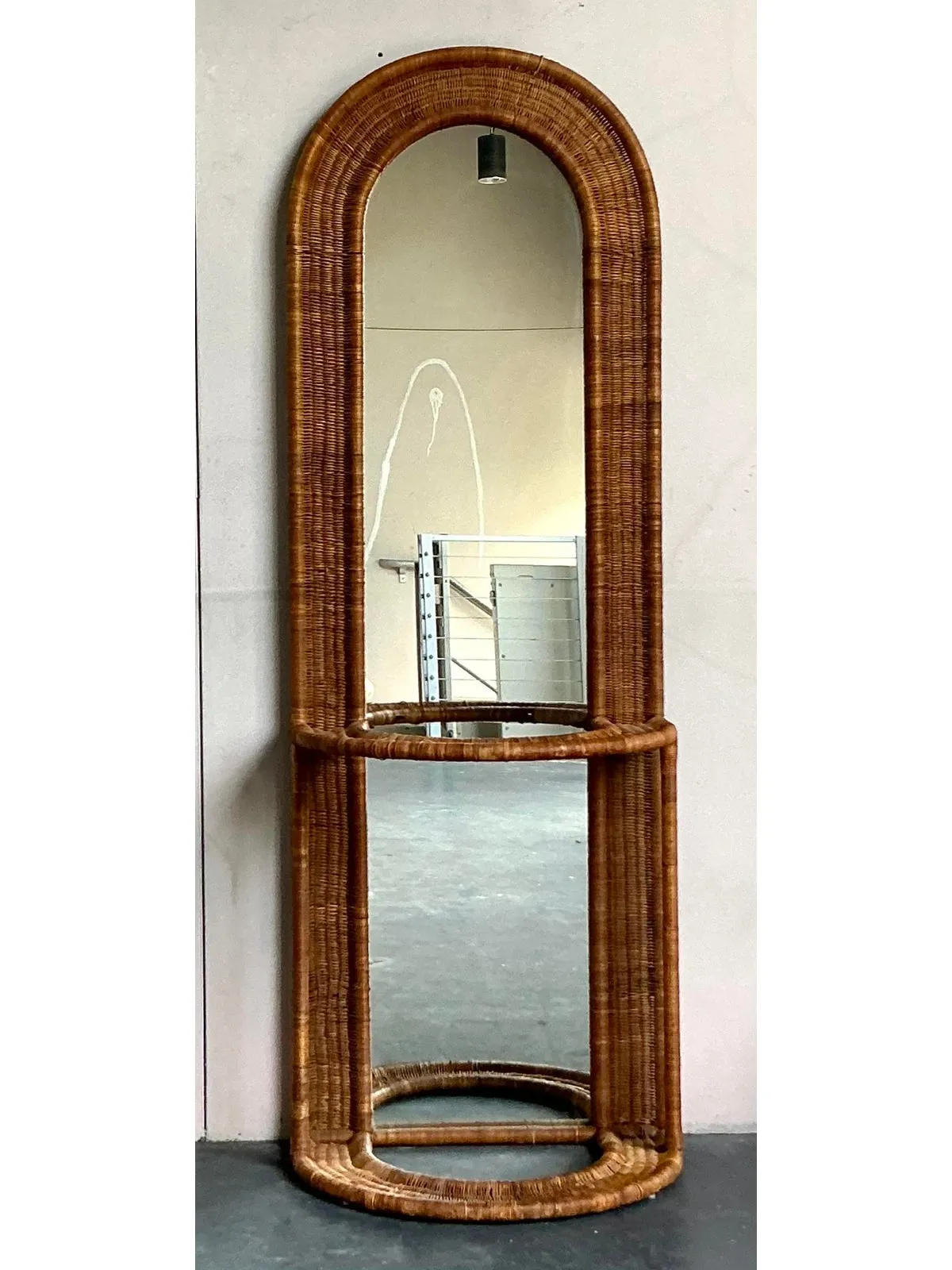 Vintage Boho Woven Rattan Hall Mirror — additional photo 4