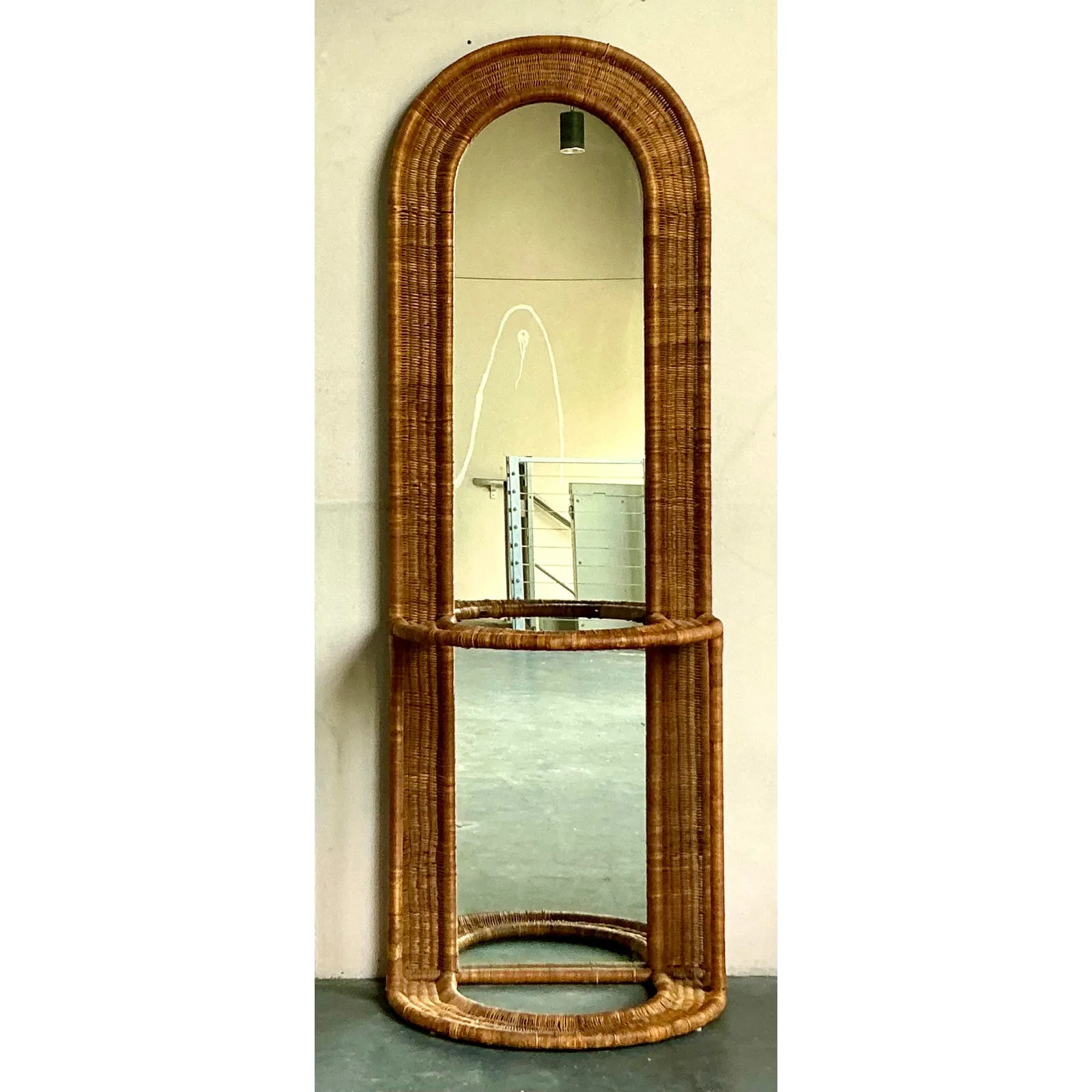 Vintage Boho Woven Rattan Hall Mirror — additional photo 6